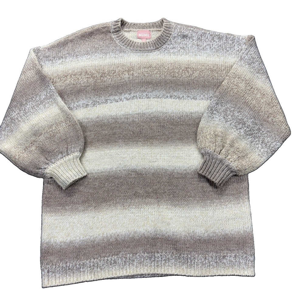 Show Me Your MUMU Timothy Crewneck Tunic Sweater Womens Large Multicolor Beige